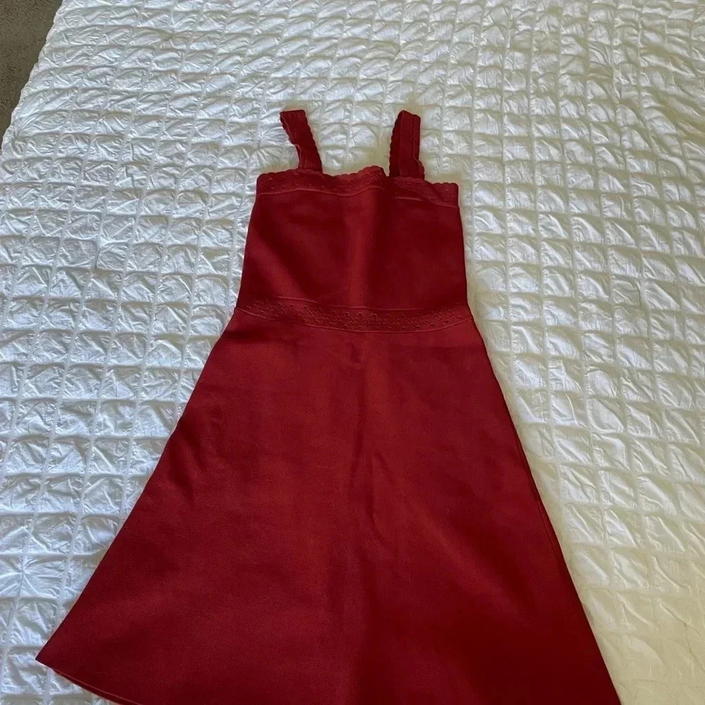 Sandro burgundy Alyson pointelle stretch knit mini dress - Picture 11 of 13